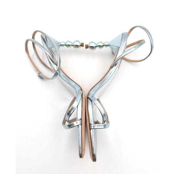 Badgley Mischka Ivette Pearl Heel Evening Sandals Women's Blue Size US8M EU39 - Picture 9 of 10